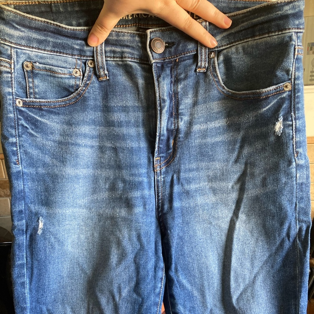 ๐ Gently loved American Eagle Outfitters hi rise jeggings in size 10 extra long - Picture 2 of 7